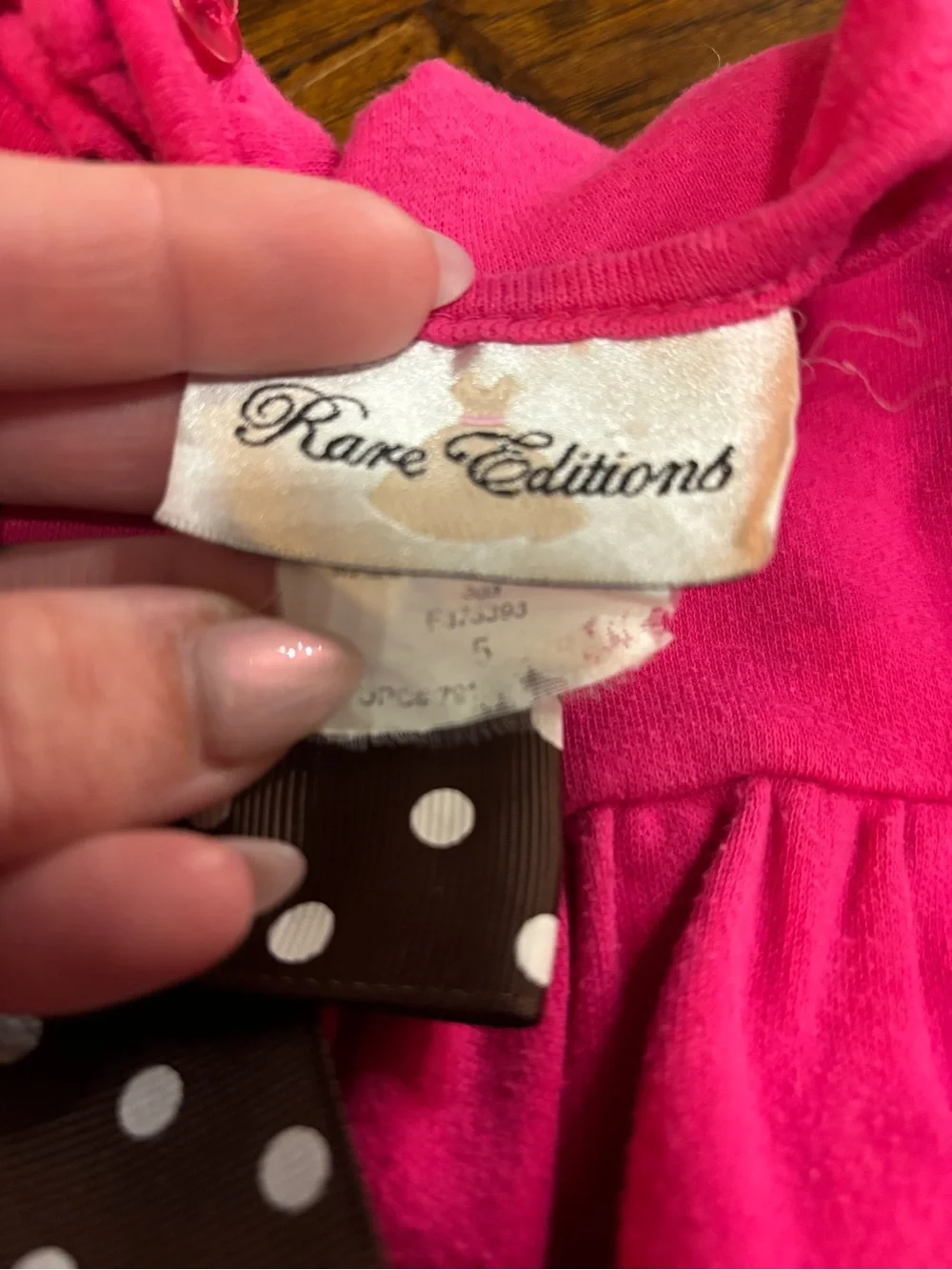 Rare Editions Hot Pink Tunic with Brown Polka-Dot Bow